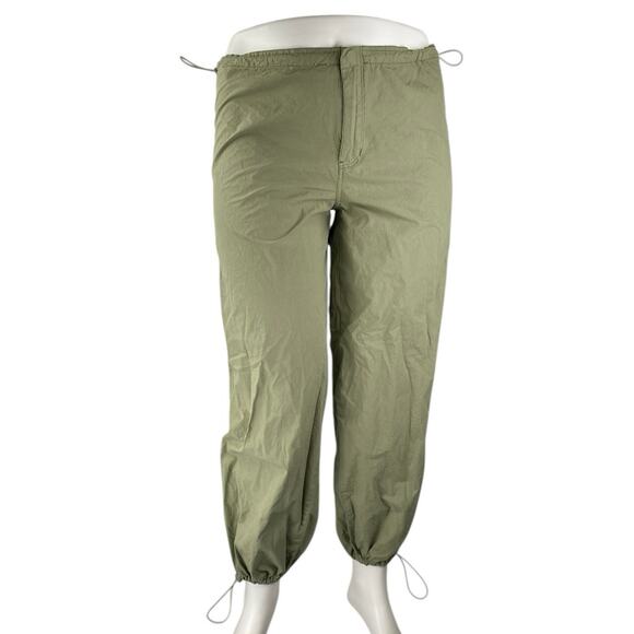 NEW Pacsun Women's Green Parachute High Rise Jogger Trousers Casual Pants Size L - Picture 1 of 5
